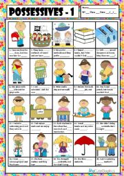 English Worksheet: POSSESSIVE ADJECTIVES & PRONOUNS 1 + KEY