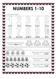 English Worksheet: numbers 1-10