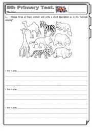 English Worksheet: Animals Test