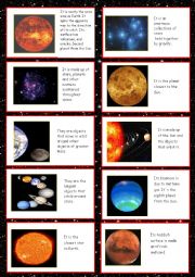 English Worksheet: Universe cards