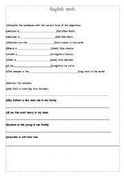English Worksheet: Exercises about Comparative and superlative