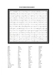 English Worksheet: Cooking Verbs wordsearch