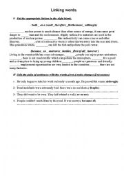 English Worksheet:  workshhet :some English  linknkig words