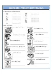 English Worksheet: EXERCISE PRESENT CONTINUOUS