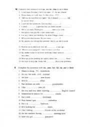 English Worksheet: pronouns