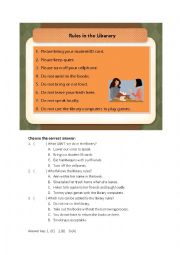 English Worksheet: Rules in the library (reading)