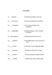 English Worksheet: Personality