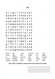 English Worksheet: Art word search