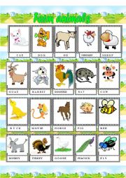 English Worksheet: farm animalc small flash cards