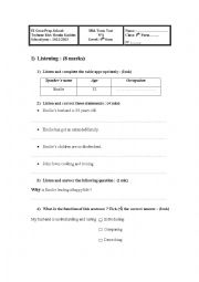 English Worksheet: Mid_term test n 1 For 9 th form pupils in TUNISIA