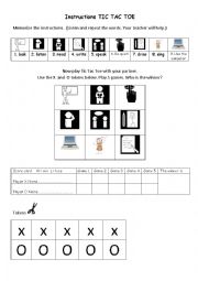 English Worksheet: Tic tac toe