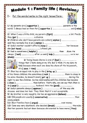 English Worksheet: module 1: Family life ( revision)