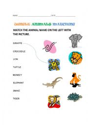 English Worksheet: Jungle animals matching