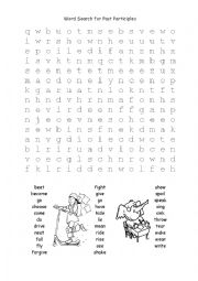 English Worksheet: Word Search for Past Participles