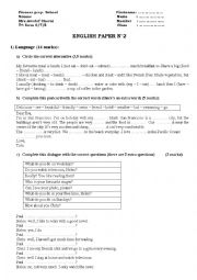 English Worksheet: test travelling and eating out