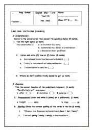 English Worksheet: mid- term test n 1 (8 th  basic education)