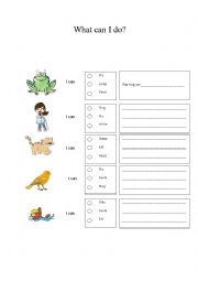 English Worksheet: Actions - I can