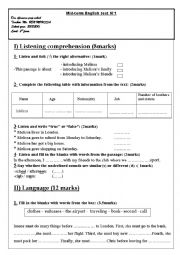 English Worksheet: 8 th form mid term test n1