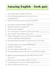 English Worksheet: english book quiz