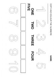 Copy and colour the numbers (elementary)