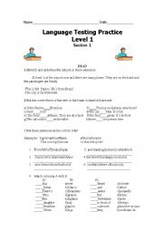 English Worksheet: Test verb tO BE