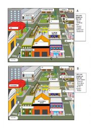 English Worksheet: giving direction and places in town