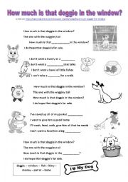 English Worksheet: How much is that doggie in the window - lyrics & filling gaps