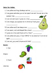 English Worksheet: Fruits