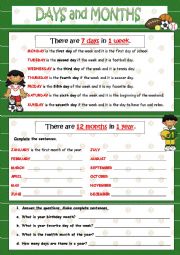 English Worksheet: DAYS & MONTHS 