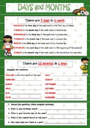 English Worksheet: DAYS & MONTHS 