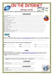 English Worksheet: On the internet- Group work