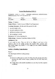 English Worksheet: Lesson Plan Based on Grammar-Translation Method (GTM)