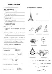 English Worksheet: indirect questions