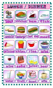 English Worksheet: Lunch - Dinner