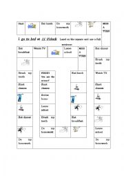 English Worksheet: Daily routines easy boardgame