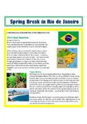 English Worksheet: Order of Adjectives - Spring Break in Rio de Janeiro