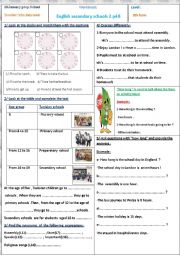 English Worksheet: English secondary schools 2