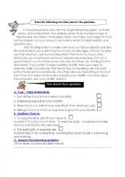 English Worksheet: a reading text