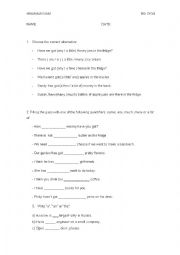 English Worksheet: Quantifiers exam