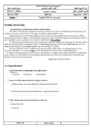 English Worksheet: FIRST TERM TEST TERMINALCLASSES