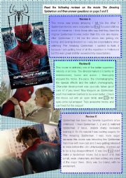 English Worksheet: The Amazing Spiderman - reading comprehension