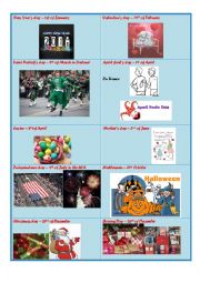 English Worksheet: Pictionnary of public holidays in Britain or in the USA