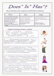 English Worksheet: DOES IS HAS