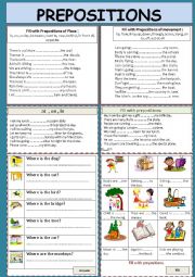 English Worksheet: Prepositions