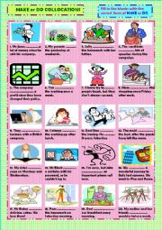 English Worksheet: Make or do collocations (+ key)