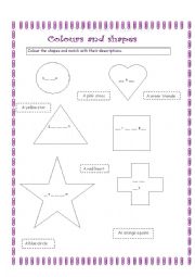 English Worksheet: colors and shapes