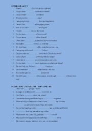 English Worksheet: Some, Any, No