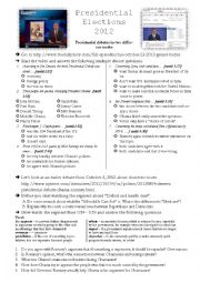 English Worksheet: Webquest on Presidential Debates 2012