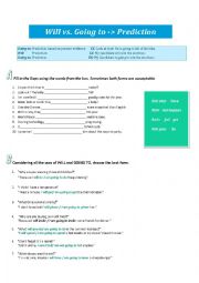 English Worksheet: Will vs Going to- predictions