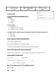 English Worksheet: 9TH FORM MID TERM TEST NUMBER1 FOR TUNISIAN PUPILS
